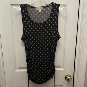 Michael Kors Black and White Ruched Sleeveless Tank Top Size M
